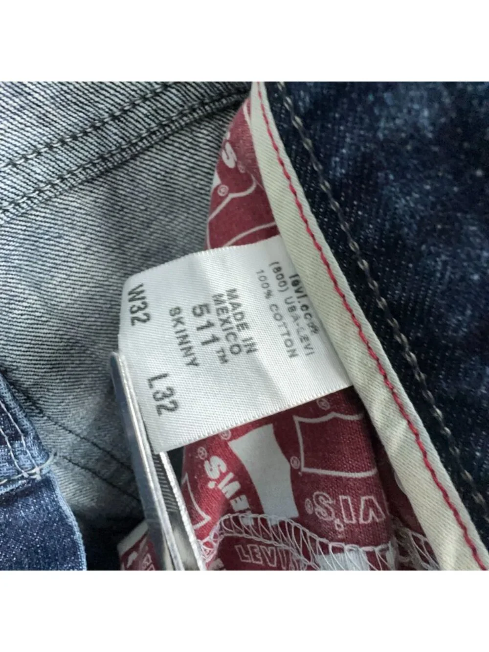 Levis 511 Jeans Mens Size W32 L32 Blue Skinny Mid Rise Medium Wash